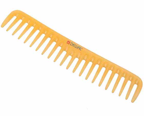 CO-6024-SO DEWAL Расческа PROSUN редкозубая, антистатик, желтая  19 см