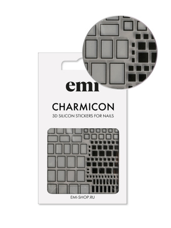 E.Mi, 3D-стикеры №160 Квадраты черные Charmicon 3D Silicone Stickers