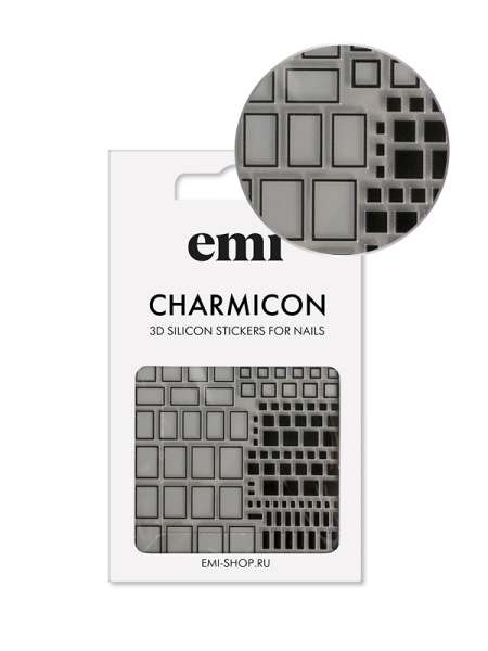 E.Mi, 3D-стикеры №160 Квадраты черные Charmicon 3D Silicone Stickers