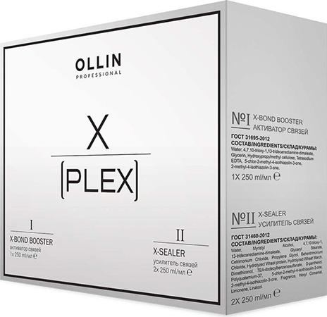 392125 OLLIN X-PLEX НАБОР (№1 X-Bond Booster Активатор связей 1х250мл; №2 X-Sealer Усилитель связей 2х250мл