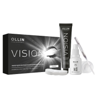 Ollin, Крем-краска для бровей и ресниц графит Vision, 20 мл, салфетки 15 пар