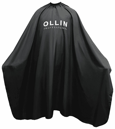 Пеньюар для стрижки на крючках чёрный 160х145см OLLIN Professional 396789