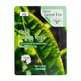 3W CLINIC, Тканевая маска для лица с экстрактом зеленого чая Fresh Green Tea Mask Sheet, 23 мл
