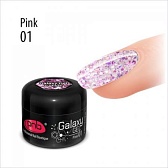 PNB, Гель Гэлэкси 01 UV LED Galaxy Gel Pink, глиттер