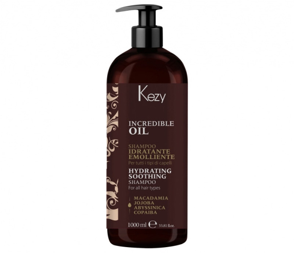 96001 Kezy INCREDIBLE OIL Шампунь увлажняющий и разглаживающий для всех типов волос 1000 мл