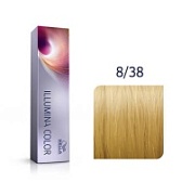 Wella, Крем-краска Illumina Color  8/38 Cветлый блонд золотисто - жемчужный, 60мл