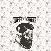 MASTER Professional, Пеньюар DAPPER BARBER на крючках 140*160 белый с рисунком